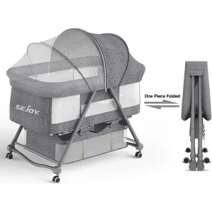 Newborn - Portable Mesh Bedside Bassinet with Large Storage
