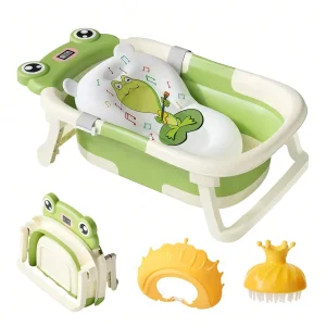 Foldable Thermometer Baby Bathtub Set for Newborns - Toddlers