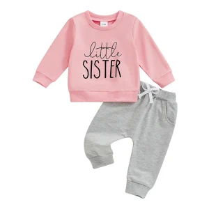 Little Sister Pullover Sweatshirt, Elastic Waist Pants