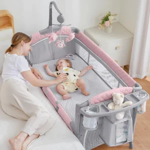 Bassinet Bedside Crib: Mattress, Diaper Changer and Play Yard