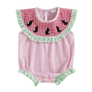 Newborn/Toddler-Sleeveless Watermelon Embroidered Romper
