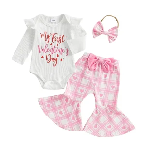 Valentine Day Long Sleeve Top with Pants and Headband Set