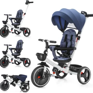 (5 in 1) Stroller Tricycle; Adjustable Canopy, Sitting and Lying Position