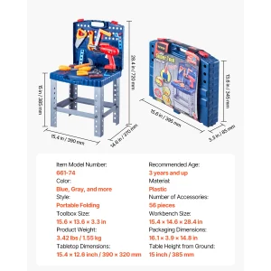 VEVOR 56 pc - Kids Work Bench Tool Set